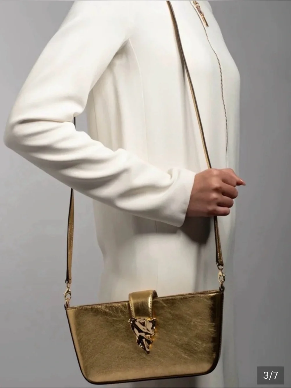 Alexis Bittar Metallic Gold Chain-Shoulder Bag